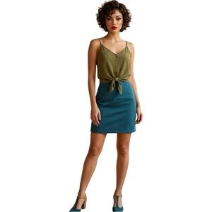 Vintage Esprit A-Line Skirt Above Knee 90s Minimal Chic Green Top Included